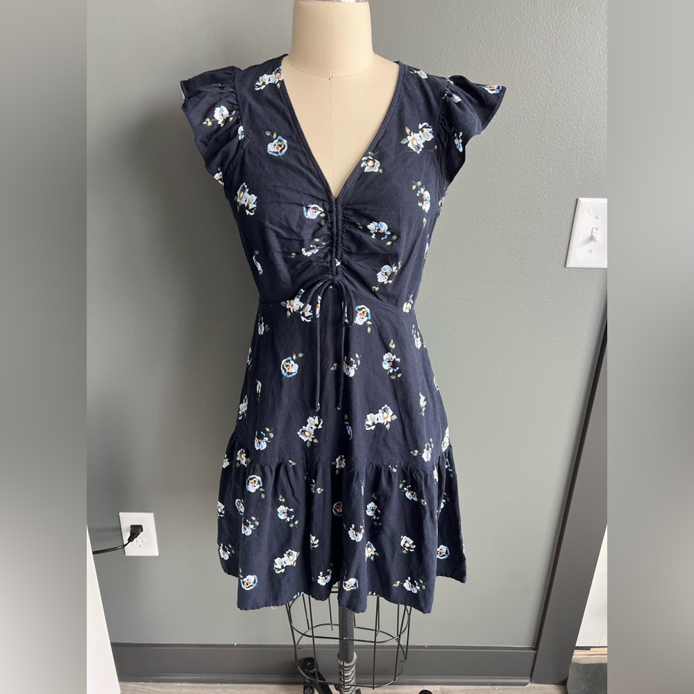 Universal Thread Navy Printed Ruffle Dress